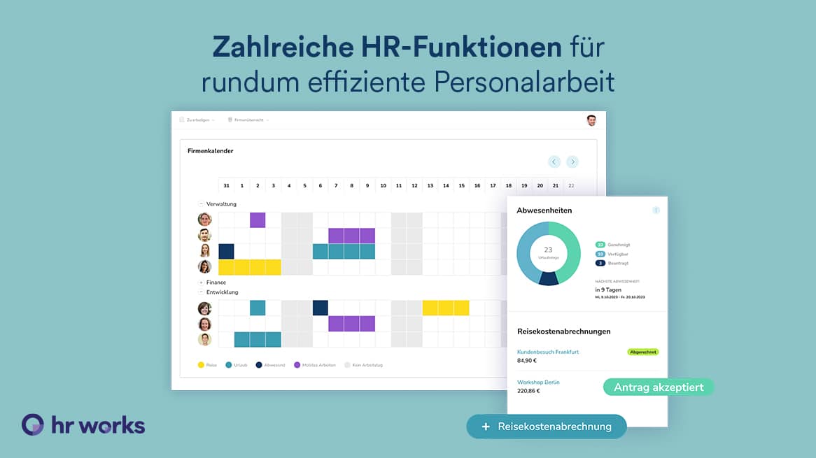 HR-Software mit Kalender und Abwesenheitsübersicht