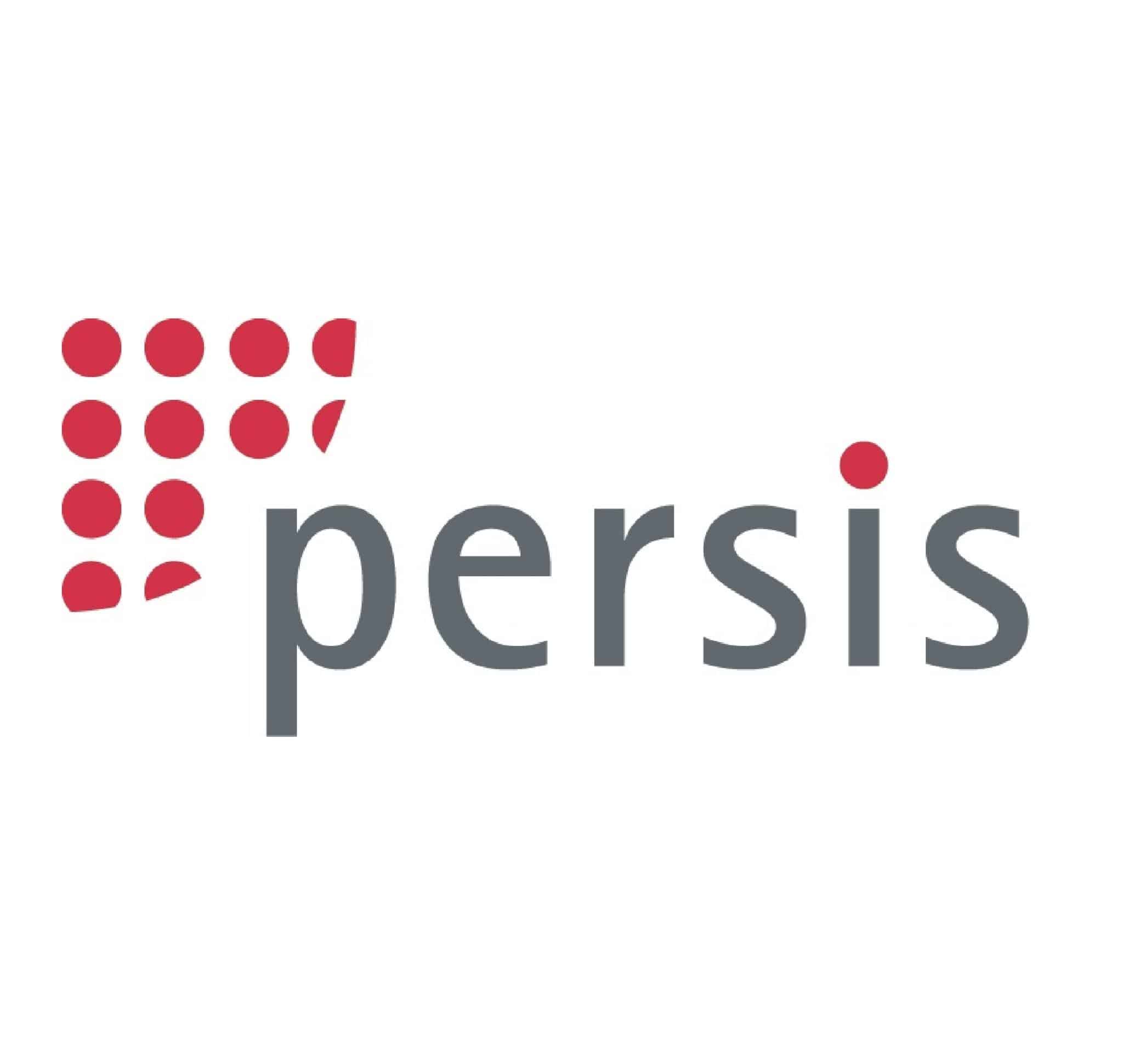 Logo von Persis mit roten Punkten.