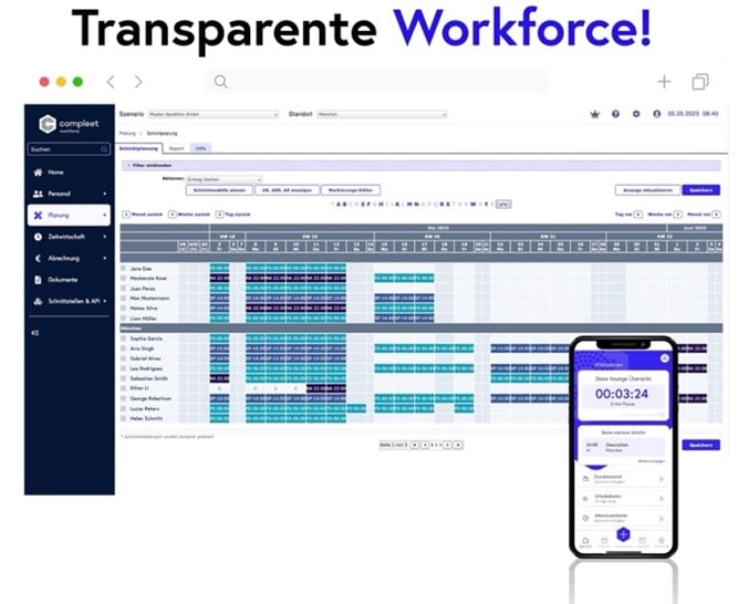 Transparente Personalplanung Software-Ansicht