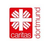 Caritas Dortmund Logo auf rotem Hintergrund