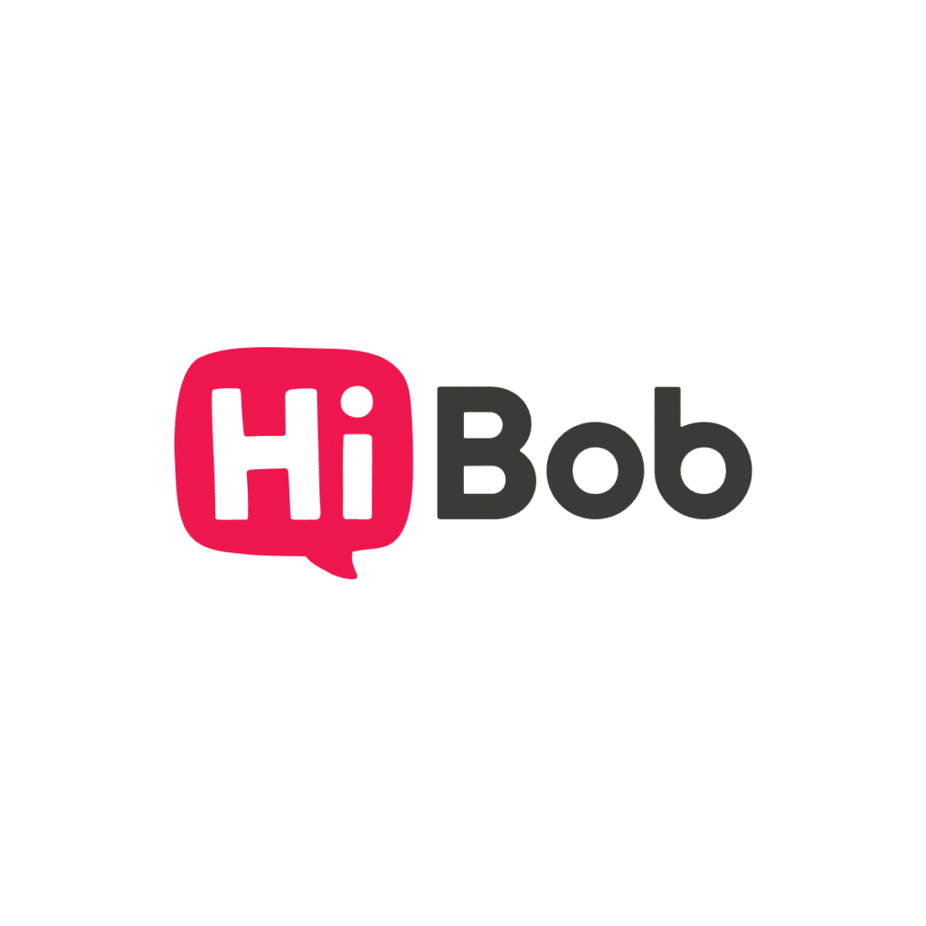 HiBob logo, red and black design.