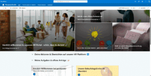 HR-Portal Startseite mit Begrüßung und Ankündigungen