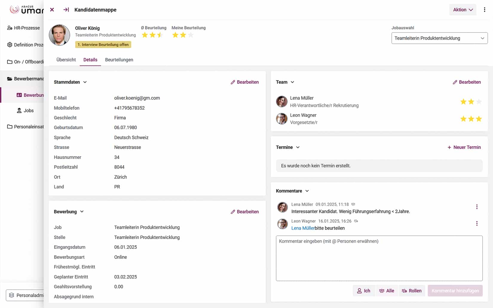 Abacus Umantis Bewerbermanagement