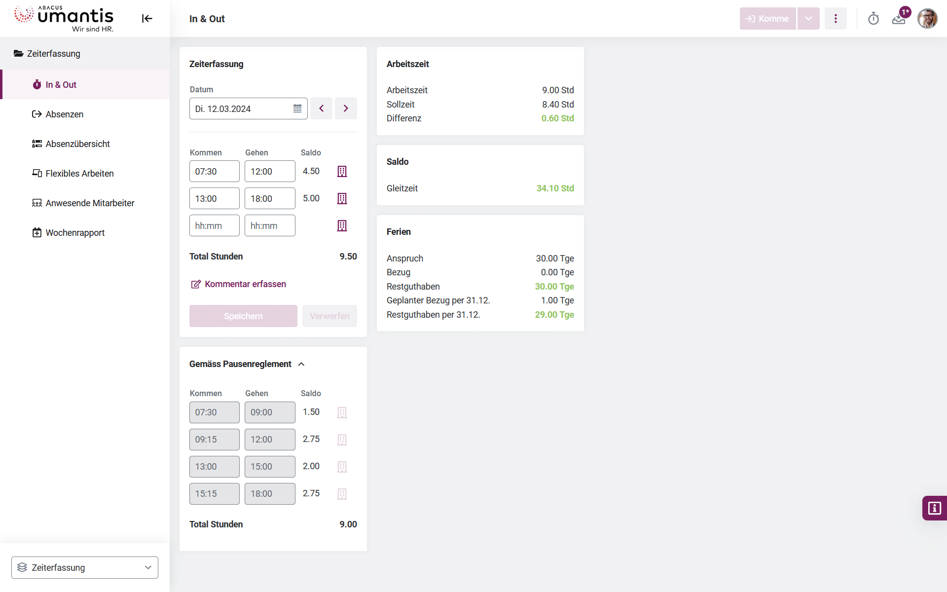 Abacus Umantis Zeiterfassung