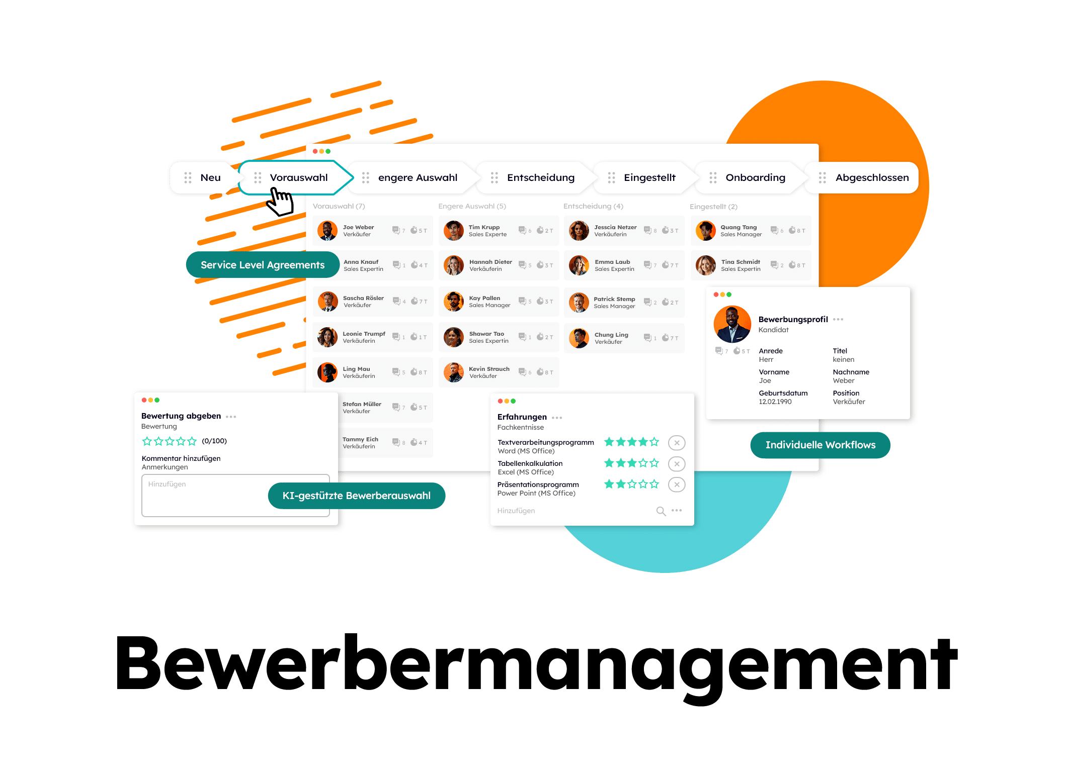 Recruiting-Software mit Kandidatenprofilen und Bewertungen