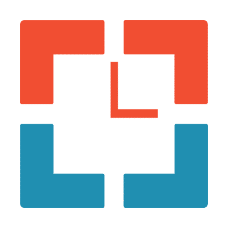 Rotes und blaues grafisches Logo