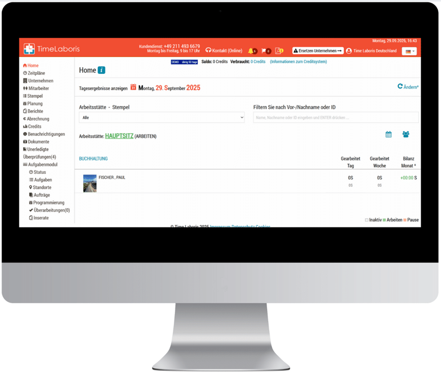 Time Laboris Software auf Computerbildschirm