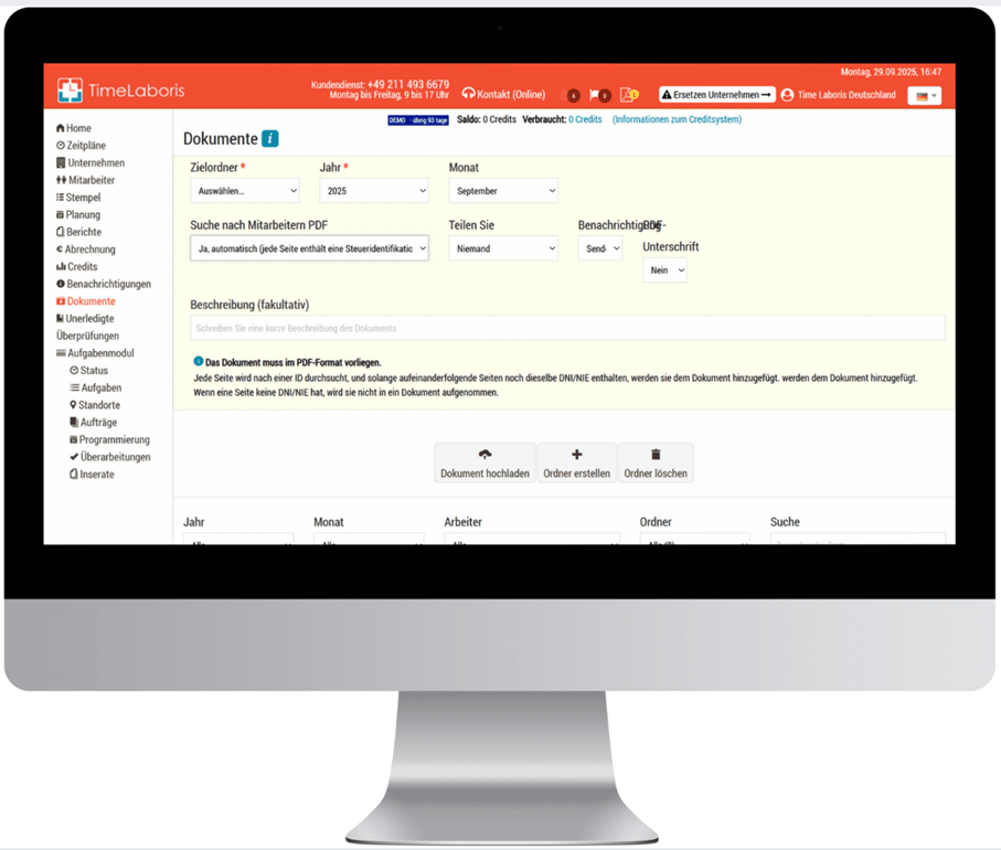 Zeitmanagement-Software auf Monitor dargestellt