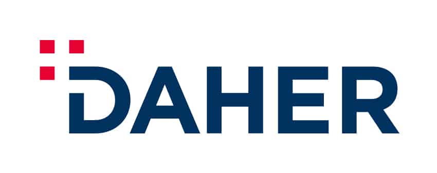 Daher Logo mit blauem Schriftzug